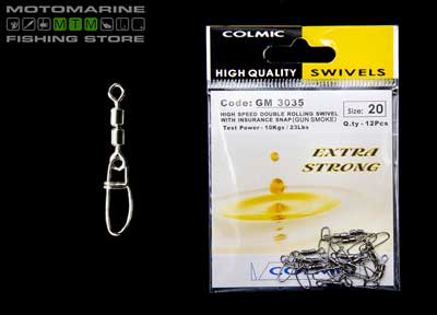 Colmic Ball Bearing Swivels with two solid ring with costlock snap